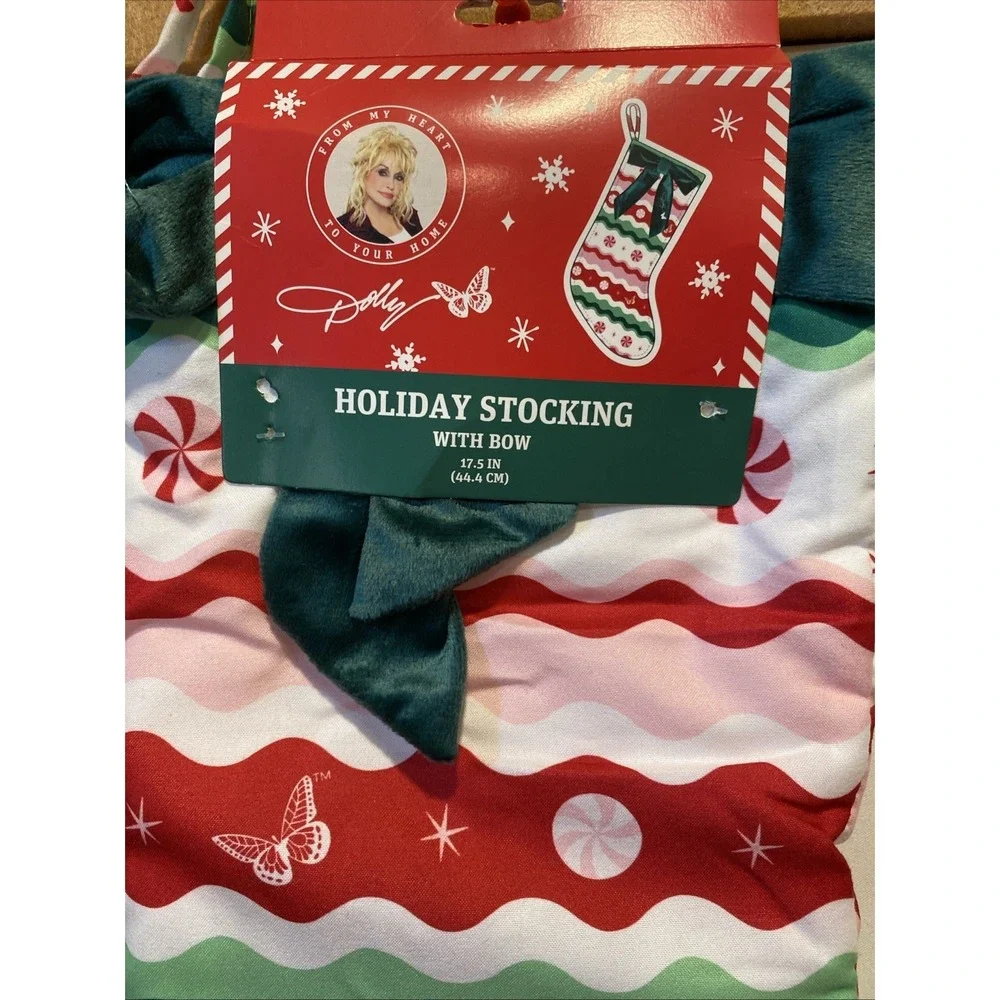 DOLLY PARTON‎ Christmas Holiday Stocking with Bow 17.5